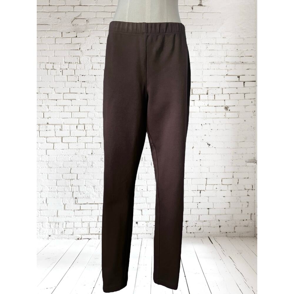 St. John Sport Womens Classic Logo Brown Pull On Stretch Work Pants Sz L